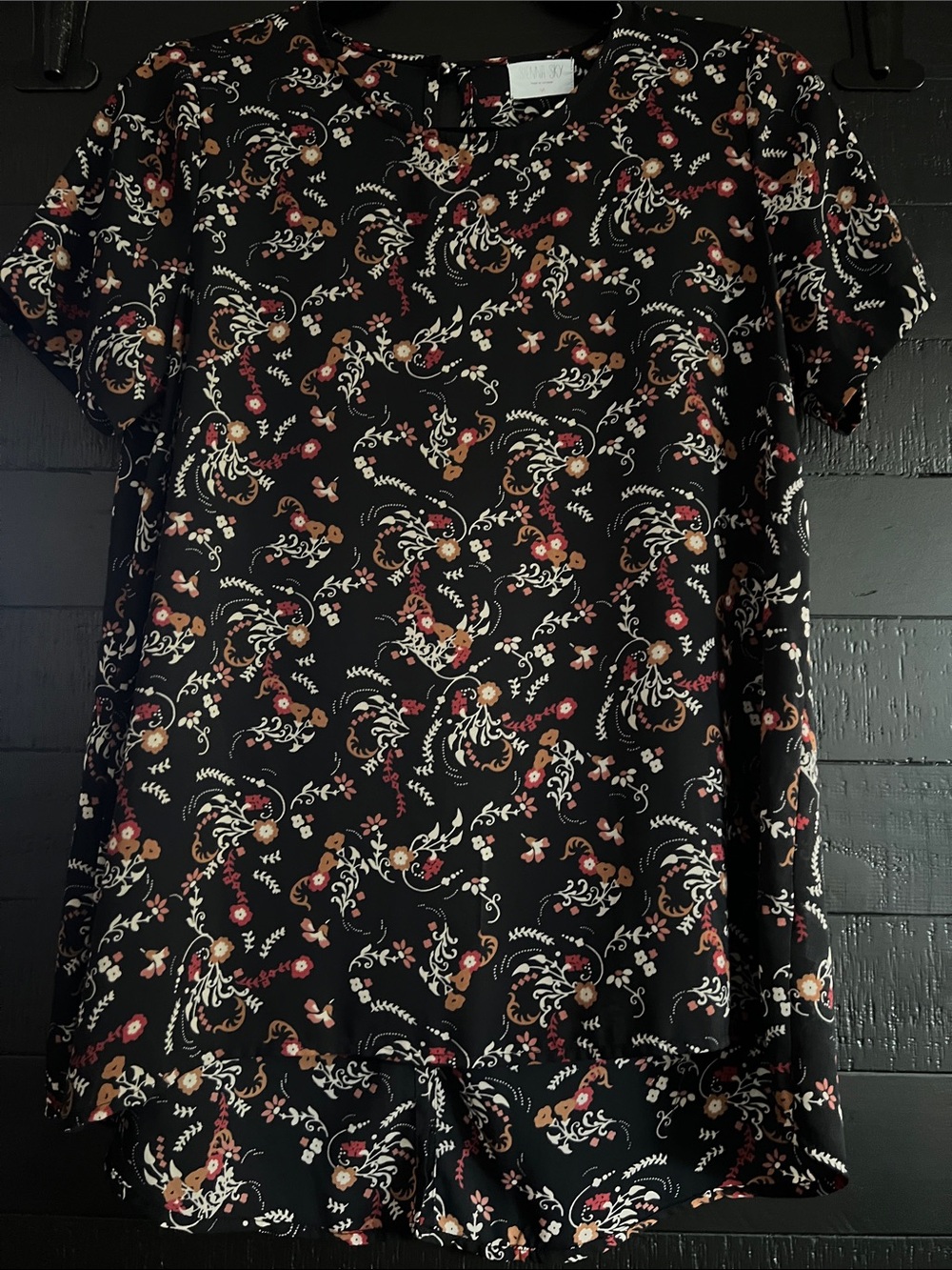 Sienna Sky Black Floral Short Sleeve Blouse